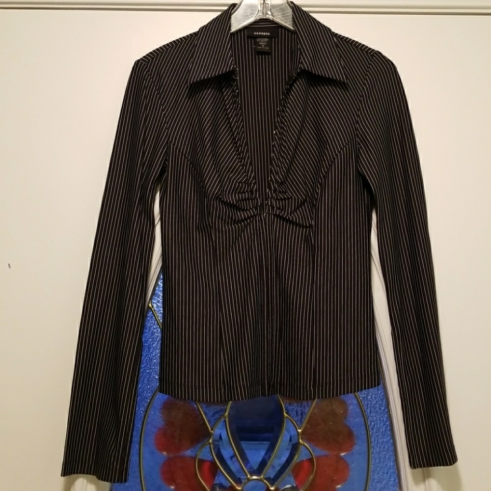Pinstripe long sleeve button down